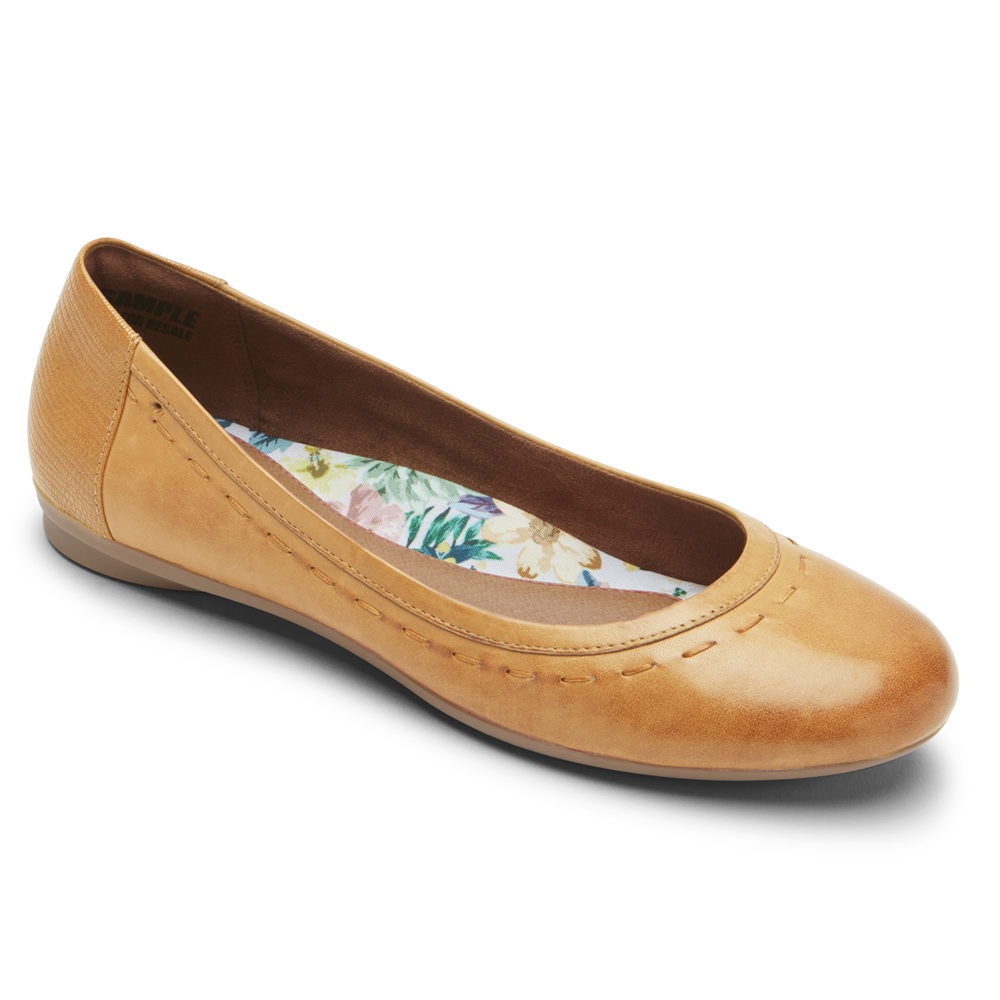 Sapatos Frouxos Rockport Mulher Amarelas - Cobb Hill Maiika Ballet - 62471ZAJQ